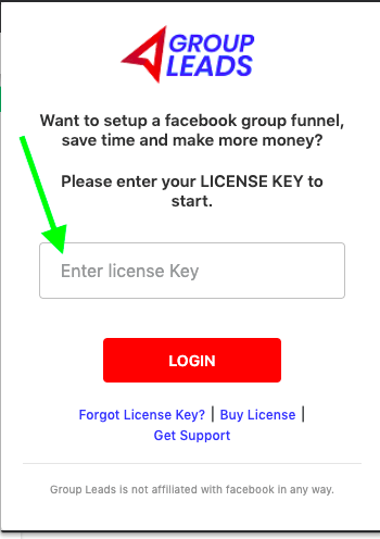 enter group leads license key