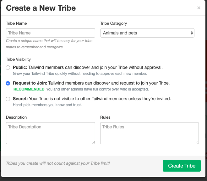 create new tribe